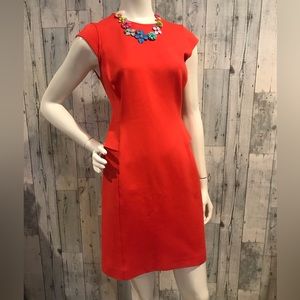 J Crew coral orange cap sleeve dress.
